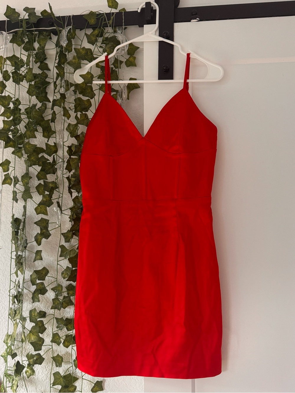 NWOT MESHKI Red Satin Corset Bustier Mini Dress